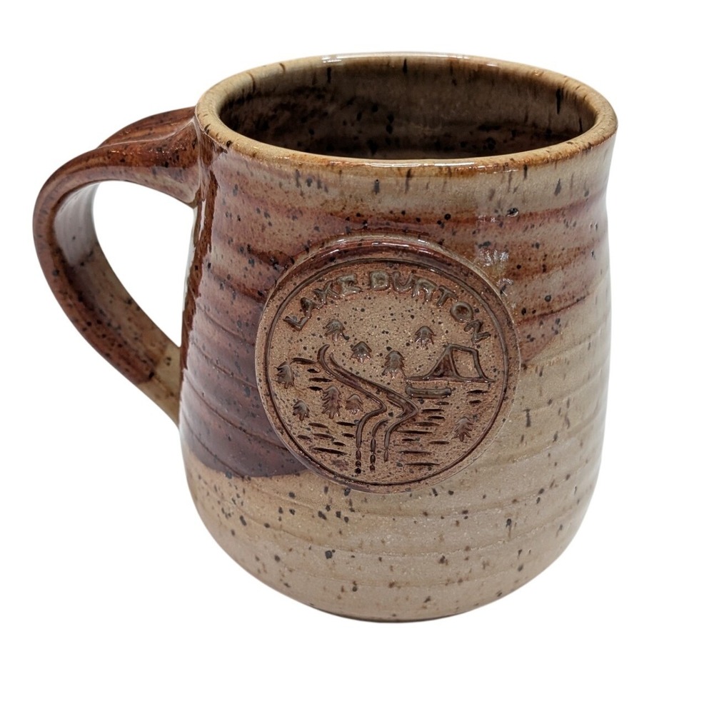Lake Burton Georgia Stoneware Coffee Mug 16oz Speckled Pottery Camping Scene